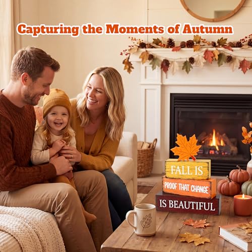Image of 4 Pcs Fall Wooden Decor, Fall Table Decorations Gifts for Home