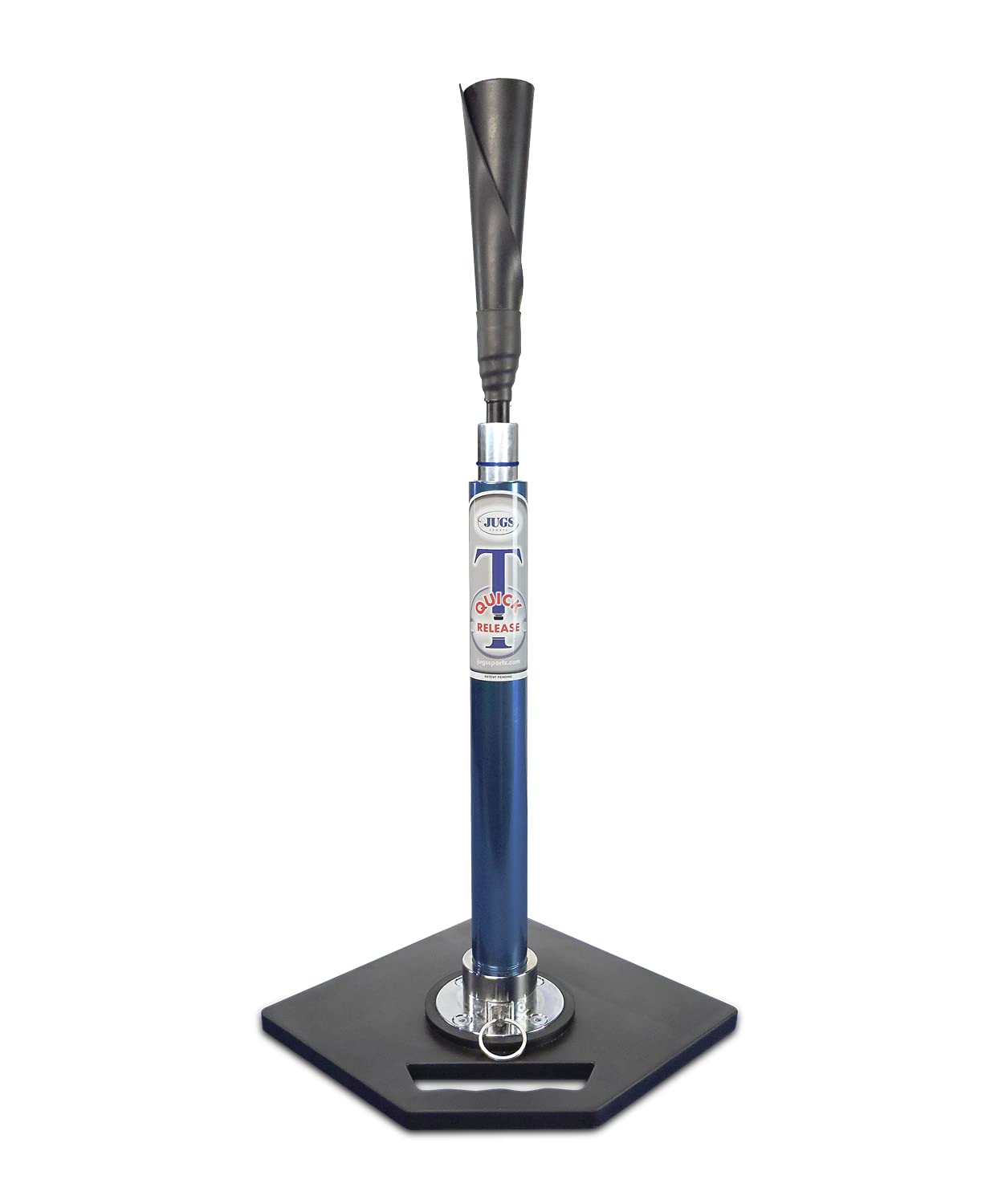 Jugs Quick Release T - Pro Style Batting Tee Features Quick Release Base—from Bag to Field in Seconds. Will Not Tip Over, 25-46 inch Adjustment Range, Always-Feel-The-Ball Flexible Top