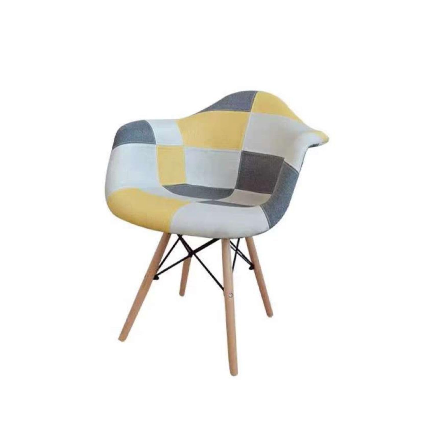 Sedia in Legno di Faggio e PP in Stile Patchwork Cucita a Mano