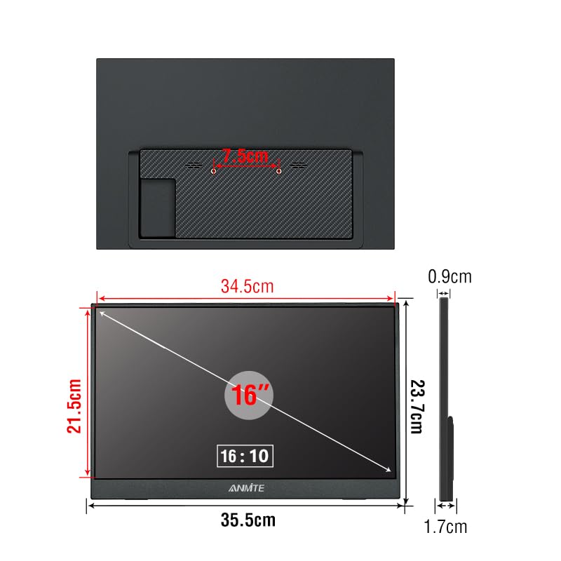 Image of 16 inch Portable Monitor for Laptop Computer Gaming Display Metal Enclosure Mobile Display