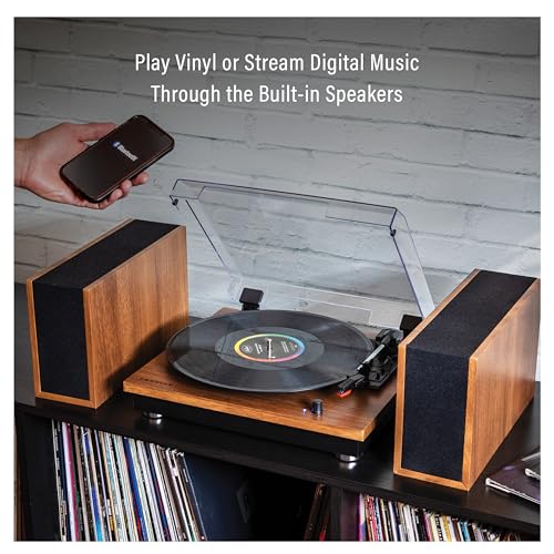 Image of Crosley CR7502A-WA Riff Record Player with Speakers, Walnut