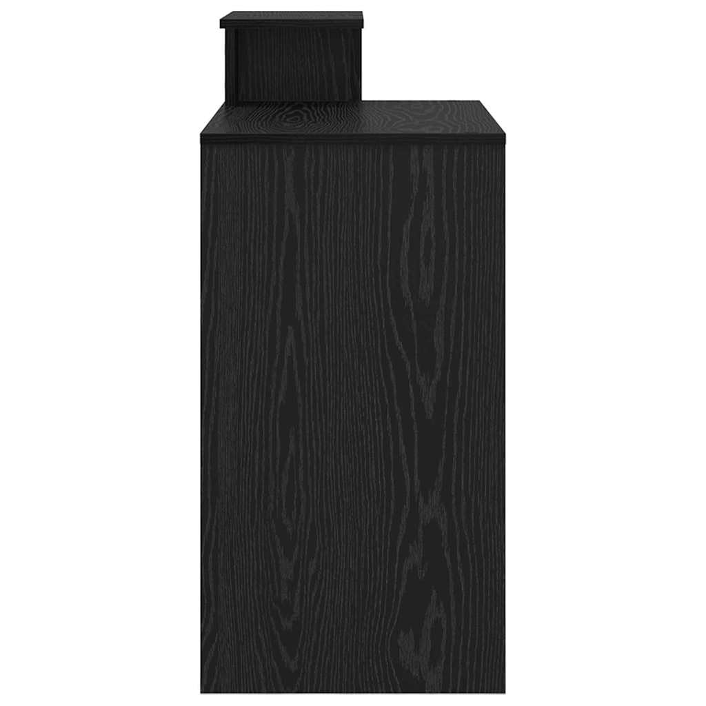Escritorio con estante negro efecto roble 106 x 41 x 88,5 cm de material de madera de madera de despacho oficina en casa con cajón de almacenamiento y estante para PC portátil ergonómico ahorra