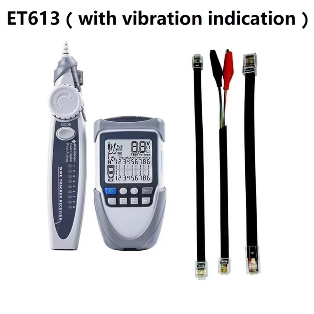 Digitaler Netzwerkkabeltester ET612/ET613 für PoE, Ethernet-Kabeltester mit LCD, Spannungsmessung und Kabelsuche, Analog-Digital-Modi 3km