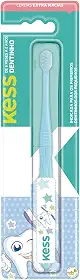 Escova Dental Infantil Dentinho com Estojo Protetor, Kess, Azul/Rosa