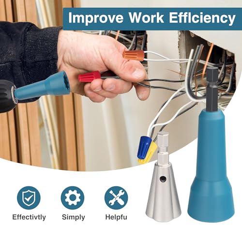 Image of Wire Nut Twister,Wire Twisting Tool,Wire Nut Twiter for Drill,Spin Twist Wire Connector Socket,Wire Connector Driver with 1 /4 inch Chuck,Wire Stripping and Twisting Tool for Cable Quick Stripping(2pcs)
