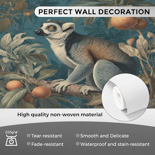 Papier peint lémurien intissé pour masquer les défauts des grands murs - 7