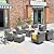HOOOWOOO Patio Outdoor Conversation Set with Fire Pit Table,9 Piece Modern Outside Furniture with Swivel Rocking Chairs,PE Wicker Out Door Furniture Sofa and Ottoman Set(Dark Grey)