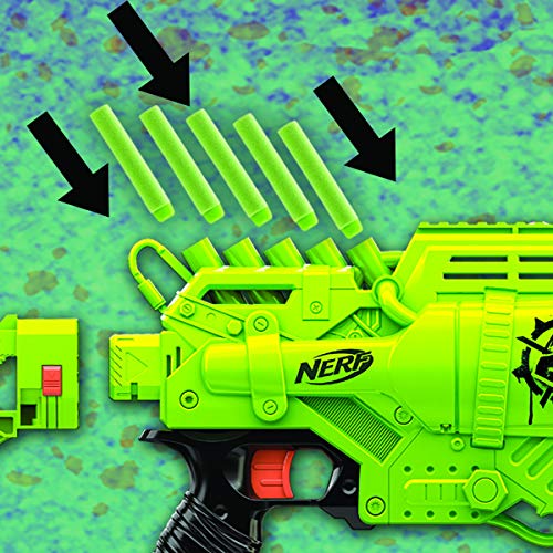 NERF Zombie Strike Ghoulgrinder Blaster -- Rotating 10-Dart Wheel, 10 Official Zombie Strike Elite Darts -- for Kids, Teens, Adults