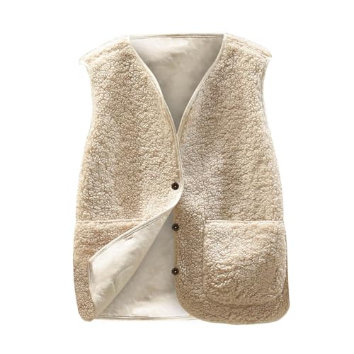 Girls Botton Down Cropped Sweater Vest Warm Comfort Sharpe Fleece Fuzzy Waistcoat Gilet Sleeveless Jacket Fall 20254