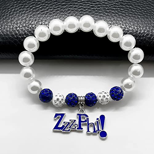 Fashion Greek sorority female pearl bracelet ZETA ZPB symbol enamel metal ZZZPHI pendant jewelry bangle4