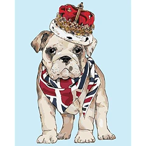 HKLIOPU DIY Paint by Numbers for Adults Beginner-Canvas Oil Painting Kit for Kids and Adults-Suitable for Bedroom Office- Arts Craft for Home Wall Decor-16x20 Inch-Cute Puppy-Without Frame Cover