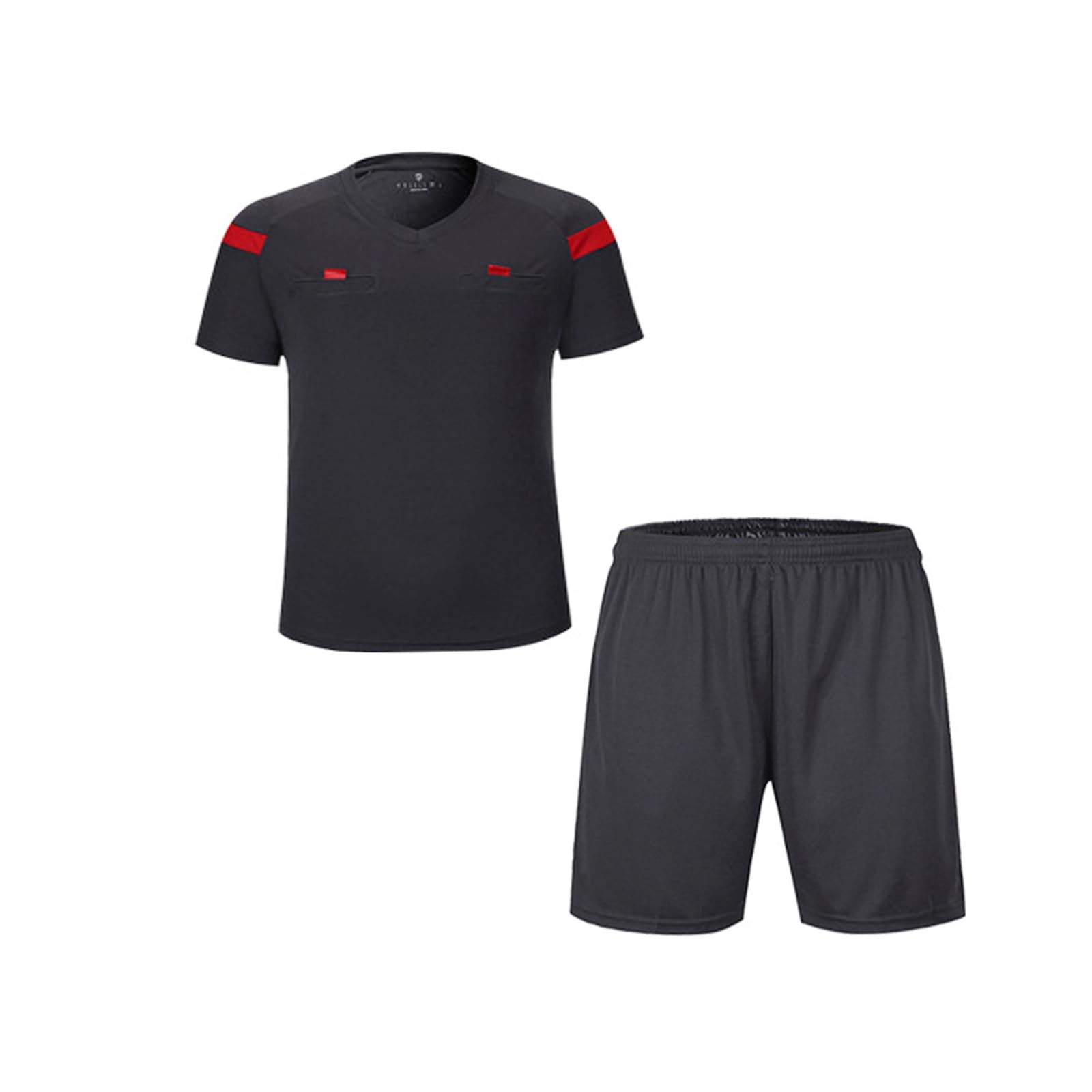 DRHOM Mens Boys Soccer Referee Shirt Short Sleeves Jersey Basketball Football and Shorts Clothing Set Uniforms-image-7