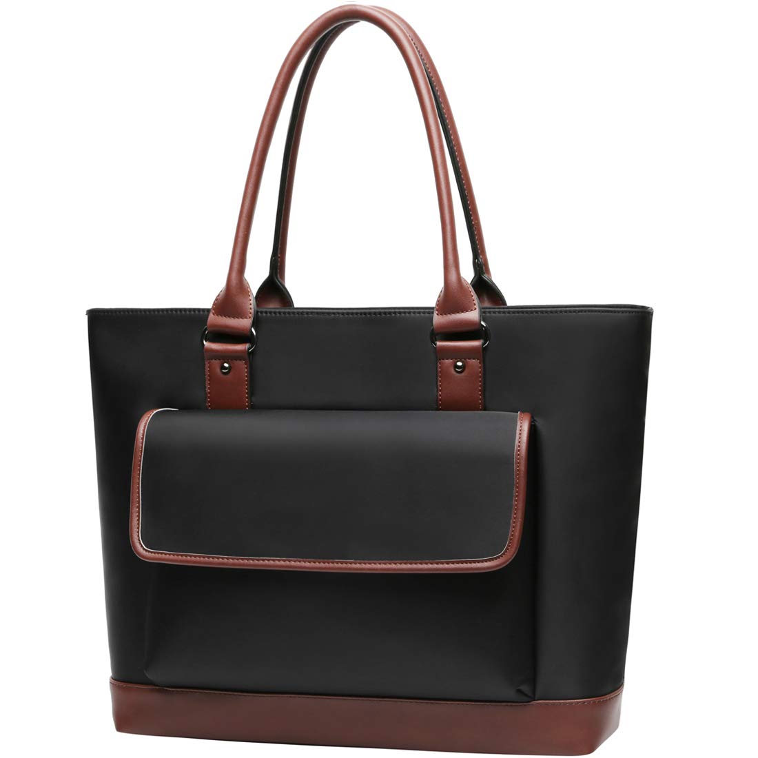 Laptop Bag for Women,15.6 Inch Tablet Bag Lightweight Multi-Pockets Nylon Business Work Tote Bag Briefcase for Computer (Black)