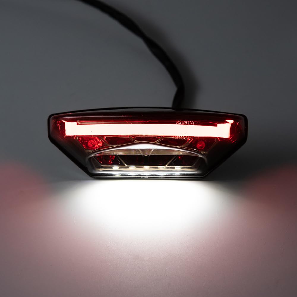 Moto Feu arrière LED rouge Feu stop arrière Plaque d'immatriculation Feux diurnes Universel pour 12V Moto Scooter ATV Quad Bike Tricycle (Gris)