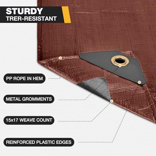 Image of Winpull Tarp 10x20FT, 16 Mil Heavy Duty Waterproof Tarp, Large Tarp with Brass Grommets and Reinforced Edges, UV Resistant Thick Poly Tarps for Outdoor Camping Tent Pool Car Tent