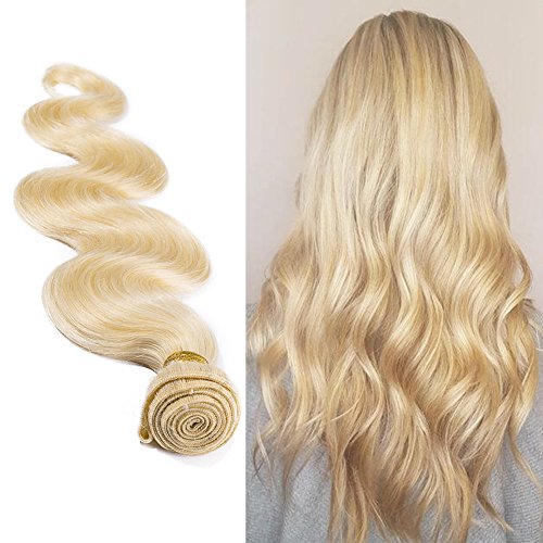 613 Blonde Hair Bundles Weft Unprocessed Brazilian Virgin Human Hair Weave Grade 7A Quality Brazilian Hair Extensions 10-24inch Weave Weft Thick Body Wave 22    22 inch #613 Bleach Blonde 100g