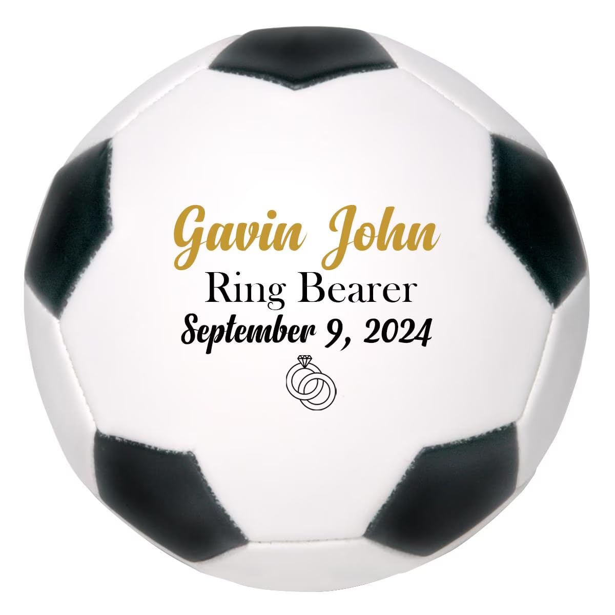Personalized Custom Ring Bearer Soccer Ball Proposal Gift for Wedding Party Ring Security | Customizable with Name and Wedding Date (Mini Size 6