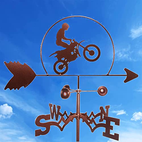 Girouette en fer de moto avec support, ornement décoratif durable de scène extérieure