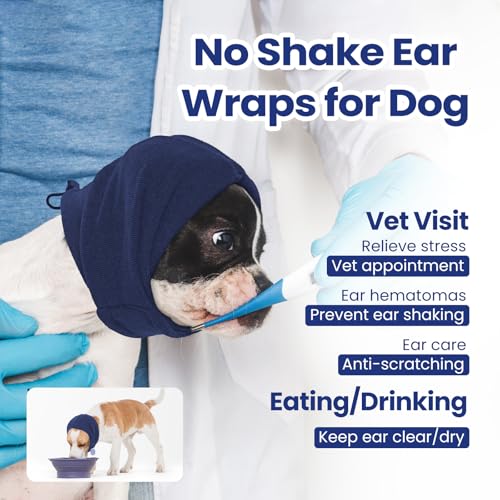 IECOii Soft Dog Calming Hoodie Anxiety Relief Dog Ear Muffs Noise Protection Dog Ear Wrap Hematoma Fireworks Dog Ear Cover for Bath Blow Drying Dog Head Cover Noise Cancelling Sleep Help Headband