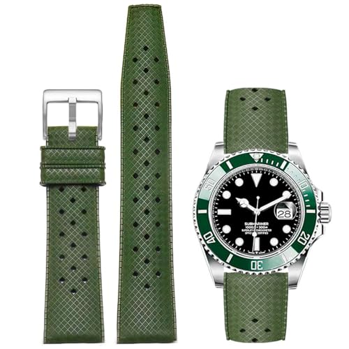 Nizonlaie Correa de Reloj Fluorada Goma de Estilo Tropical 18mm 20mm 22mm FKM Goma Correa Fluorada Liberación Rápida Suave y Duradero Correa Reemplazo Reloj Caucho flúor para Hombre Mujere
