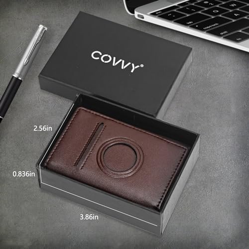 Smart Men Wallet Front Pocket Card Holder for Apple AirTag:RFID Blocking, Pop Up Aluminum Card Case, 10-14 Card Capacity, IDWindow, Cash Slot, Minimalist, Slim, Trifold, Magnetic Closure, Carbon Fiber2