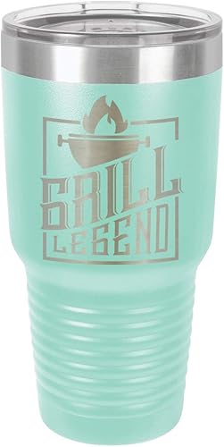 GRILL LEGEND TEAL - Vaso de bebida de 30 onzas con popote y tapa superior deslizante Taza de viaje grabada con láser con citas para asar Comparar