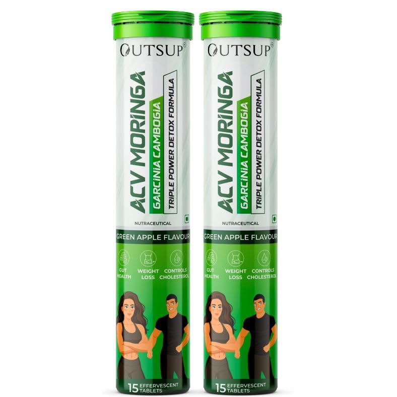 Image of ACV Moringa with Garcinia Cambogia | For Supports Weight Loss, Control Cravings, Convert Fat Into Energy, Boost Energy & Immunaity - 15 Effervescent Tablet (Pack of 2)