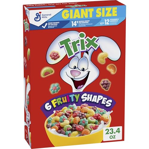 Image of Trix Breakfast Cereal, 6 Fruity Shapes, Made with Whole Grain, Giant Size, 23.4 oz
