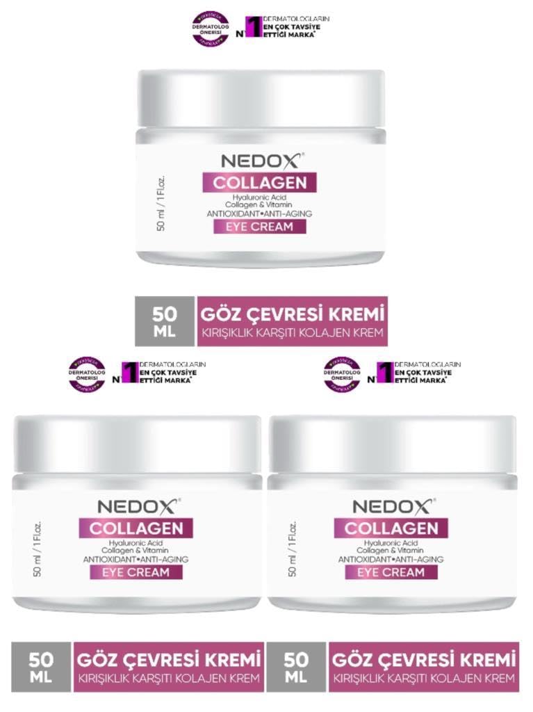 NEDOX 3 Adet Kırışıklık Karşıtı Kolajen Göz Çevresi Kremi 50 ml