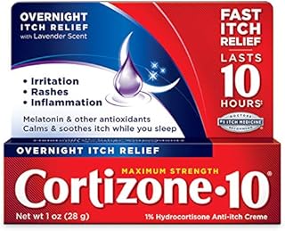 Cortizone 10 Maximum Strength Overnight Itch Relief, Lavender Scent, 1% Hydrocortisone Anti-Itch Creme, 1 Ounce