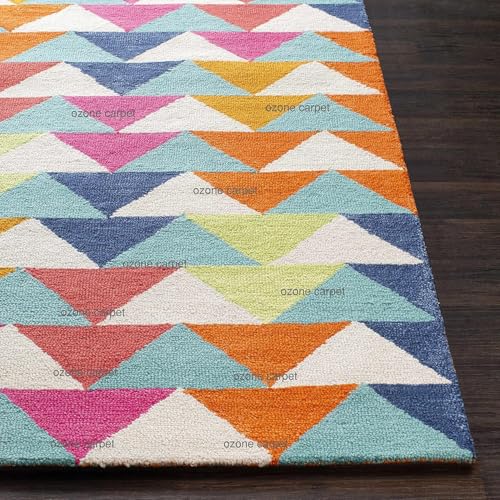 Image of Hand Tufted Wool Carpets Anti Shedding Rug Modern Carpets for Living Room Size 2x6 Feet