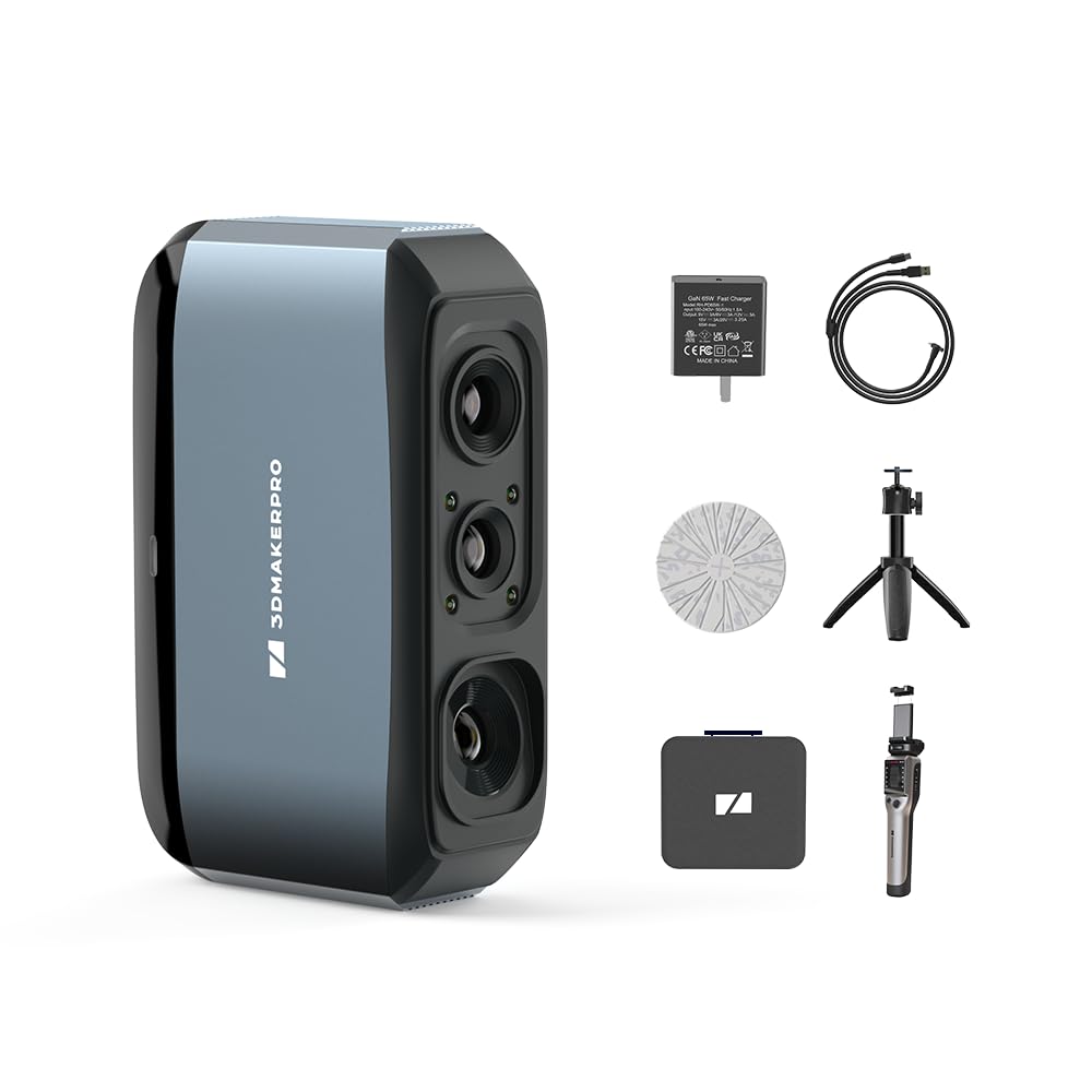 3DMakerpro 3D Scanner Moose, Medium-Format 3D Scanners for Printing, Blue Led Light Source, Up to 0.03mm Accuracy, 24-Bit Full-Color Scanning