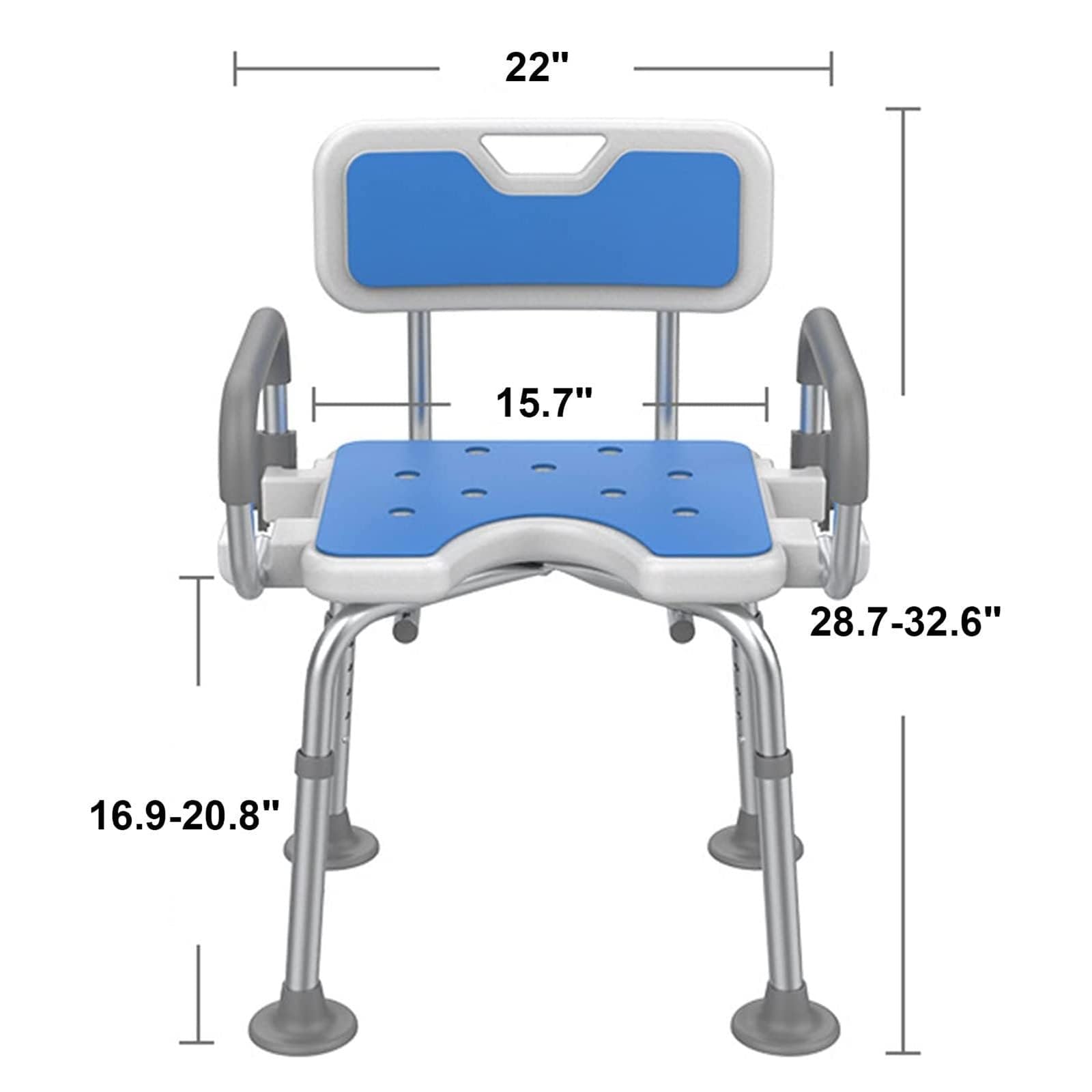 X&Z-XAOY Silla De Baño para Ancianos con Reposapiés Antideslizante Y Asiento En Forma De U Silla De Ducha Abatible Taburete De Baño Regulable En Altura Capacidad De Carga 330 Lbs (Color : A)