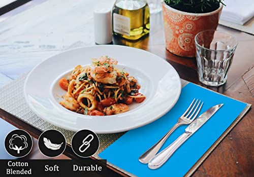 Ruvanti Cloth Napkins Set Of 12, 18X18 Inches Napkins Cloth Washable, Soft, Durable, Absorbent, Cotton Blend. Table Dinner Napkins Cloth For Hotel, Lunch, Restaurant, Wedding Event, Parties - Sky Blue #TOP1