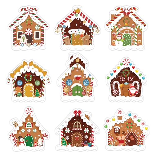 Small Christmas Stickers Gingerbread Candy House Decals, 240 Self-adhesive Christmas Envelope Labels...
