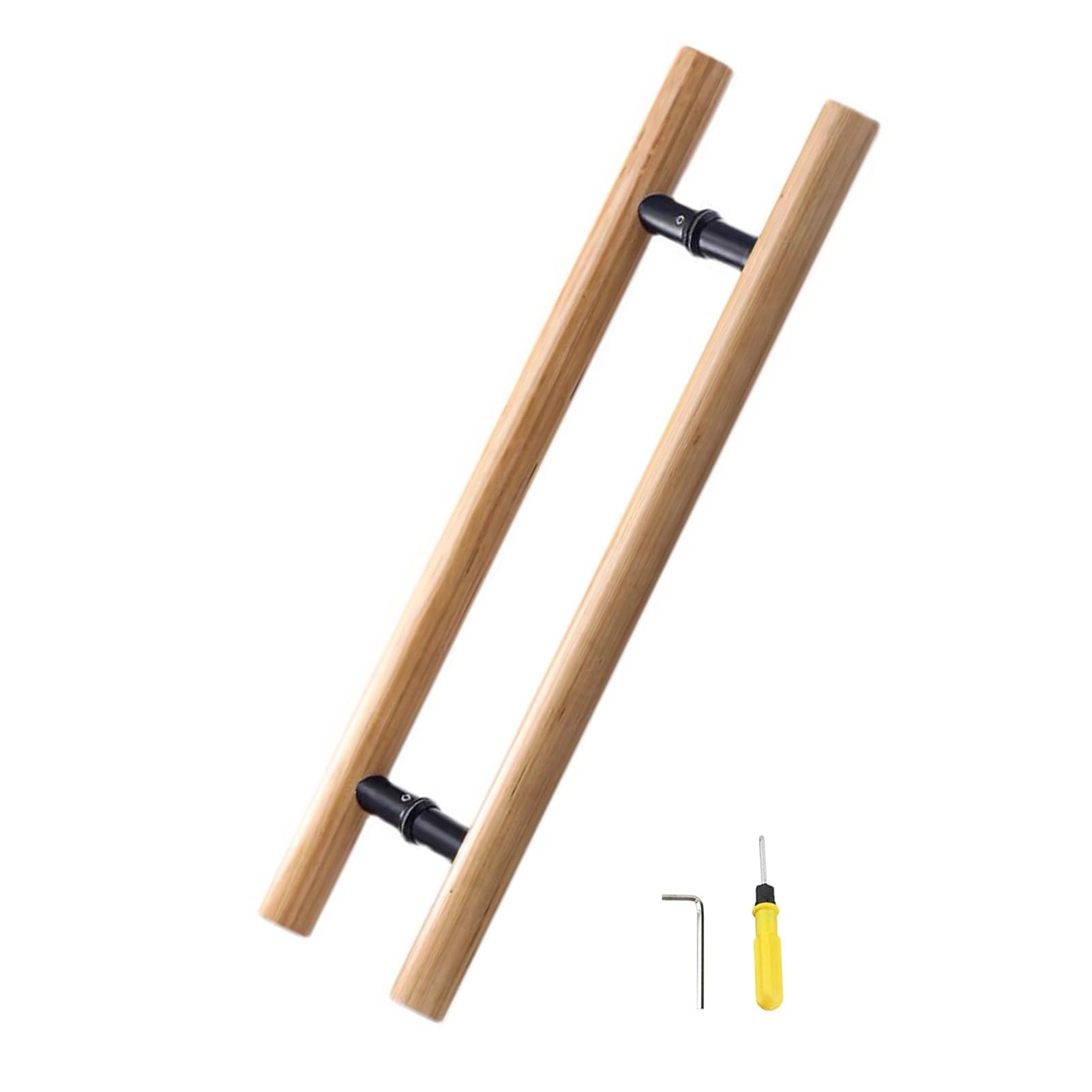 MXXQRHF Round Solid Wood Sliding Door Handle with Hardware, Double-Sided Push-Pull Metal Handle for Glass/Wood Doors, 47.25” Long, Durable and Stylish Door Accessory