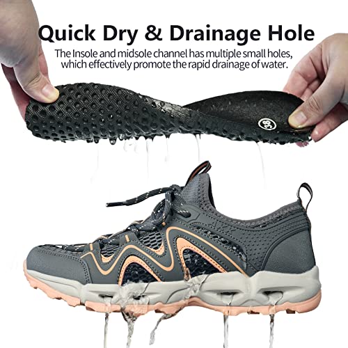 Akk Water Hiking Sneakers For Women - Barefoot Swim Shoes Quick Drying Lightweight For Beach Swimming River Lake Kayaking Pink Size 7.5 #TOP1