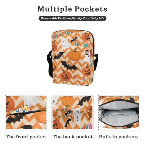 KLL Orange Halloween Pumpkin messenger bag crossbody Vegan Leather mens shoulder bag Travel Shoulder Handbags For Women2