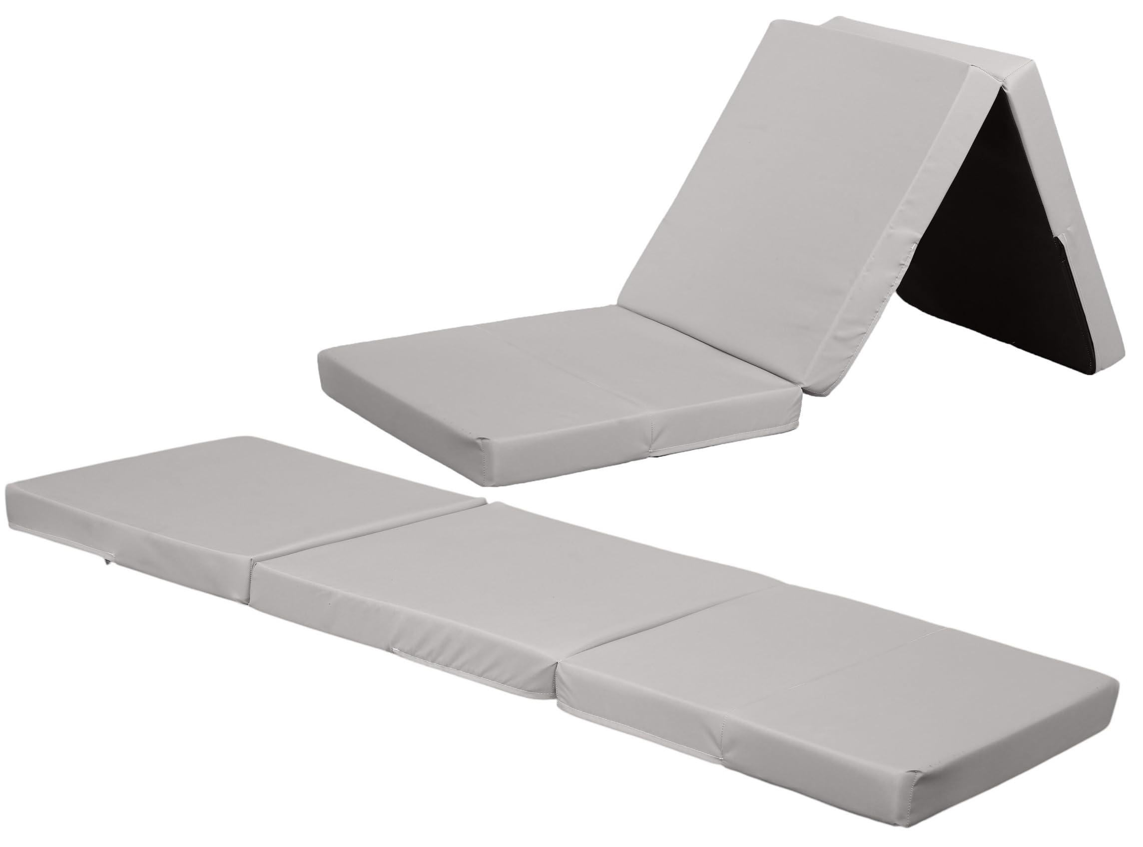 Crescent Textile Adult Z Bed Fold Out Mattress 100% Waterproof Footstool & Great for Sleepover Foldable Mattress Bed for Indoor, Outdoor, Bedroom, Playroom Soft & Comfy Plain Futon Set (Adult/Silver)