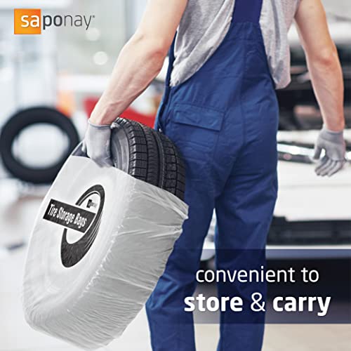 Saponay Tire Storage Bags 50 Piece, 41.3 X 25.6 Inch, Double Layer Heavy Duty Polyethylene Bags For Tire Shops, Summer And Winter Tire Cover Bag For Cars Jeeps And Suvs #TOP5
