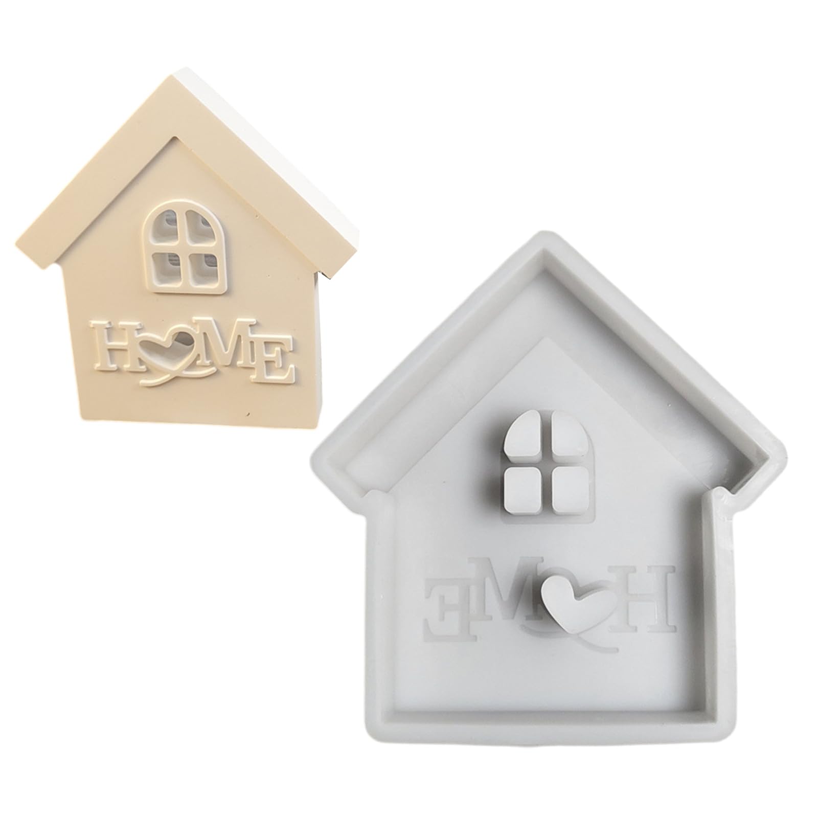 NEWFT Shaped Silicone Molds for Epoxy Resin, House Shaped Concrete Cement Silicone Molds for Art Craft, Gypsum Ornament Home Decoration