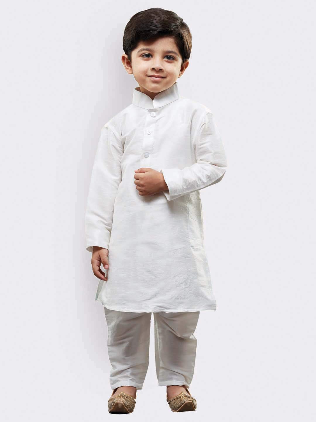 Jbn Creation Boys' White Silk Blend Kurta And Pyjama Set_Vasbkwh001Npdwh_26