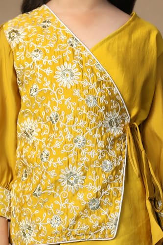 Image of Fashion Dream Girls Chanderi Ethnic Top & Palazzo Set|Indo Western Set|Salwar Suit