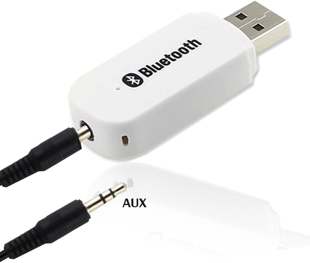 USB Bluetooth Receiver Adapter Wireless Audio Adapter Car Kit Music Receiver Bluetooth Car Adapter Home/Car Stereo Sound System, Portable Speskers, Headphone, Car(Aux in) with 3.5mm Cable(bl)