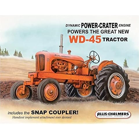 Desperate Enterprises Allis Chalmers - WD-45 Tractor Tin Sign - Nostalgic Vintage Metal Wall Decor - Made in USA Cover