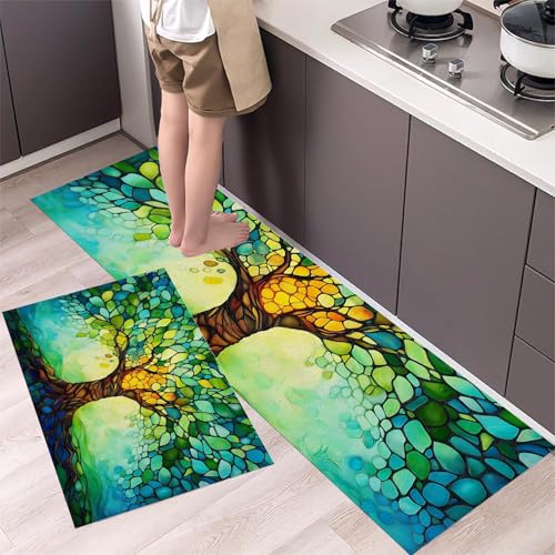 Tapis de cuisine de format runner et petit tapis d'entrée verts - 3