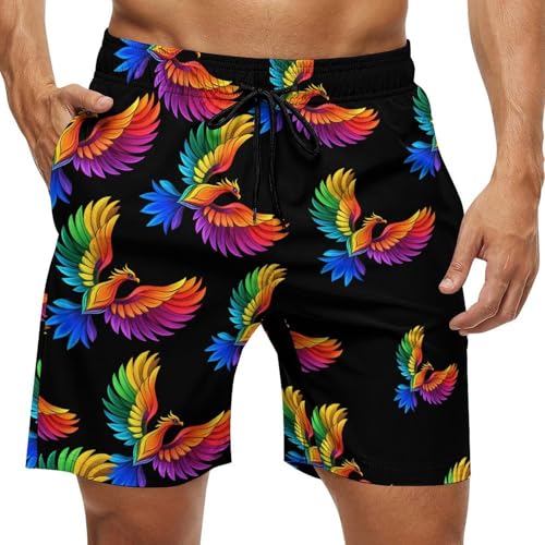 Phoenixes-Bird Mens Swim Trunks Quick Dry Board Shorts Beach Swimwear Bathing Suits
