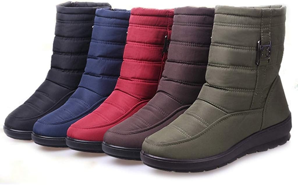 MIOKE Women's Waterproof Rain Snow Ankle Booties Winter Fur Warm Zipper Anti-slip Outdoor Snow Short Boots