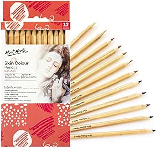 Mont Marte Skin Colour Pencils Set - 12 pieces of Skin Coloured Pencils - Ideal Skin Tone Crayons for expressive and realistic Portrait Drawings - Perfect for Beginners, Professionals and Artists
