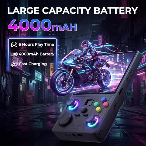 Image of R36s Pro Retro Handheld Game Console, 4.0in IPS , 64GB Preloaded with 40000+Classic Games, Portable Game Console,30 +Game Emulator, Linux System,3500mah Rechargeable Battery (64G Black1)